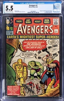 1963 Marvel Comics "Avengers" #1 - (Origin & 1st Appearance of the Avengers) - CGC 5.5 Off White Pages to White 
